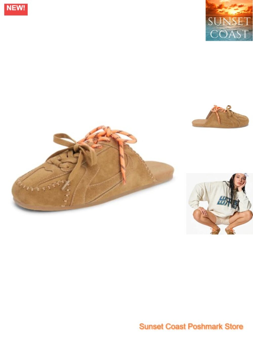 Women's Faux Suede Mule Sneakers Slip On Memory Foam Casual